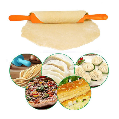 30 cm Non-stick Colorful Silicone Pastry Dough Rolling Pin With Plastic Handle for Baking - HaveLock Shop
