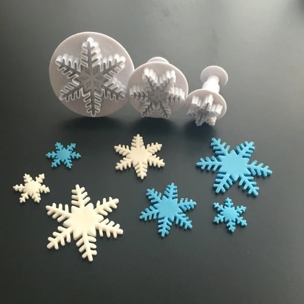 Snowflake Plunger Fondant Cutter 3Pcs Set HaveLock Shop