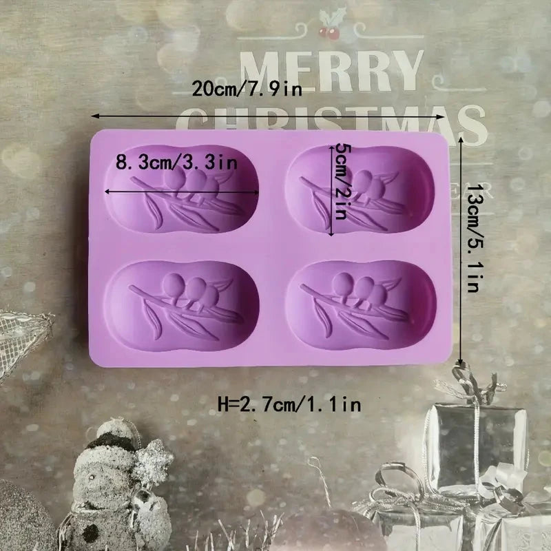 4 Cavities Oval Olive Tree Silicone Soap Mould HaveLock Shop