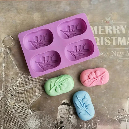 4 Cavities Oval Olive Tree Silicone Soap Mould HaveLock Shop
