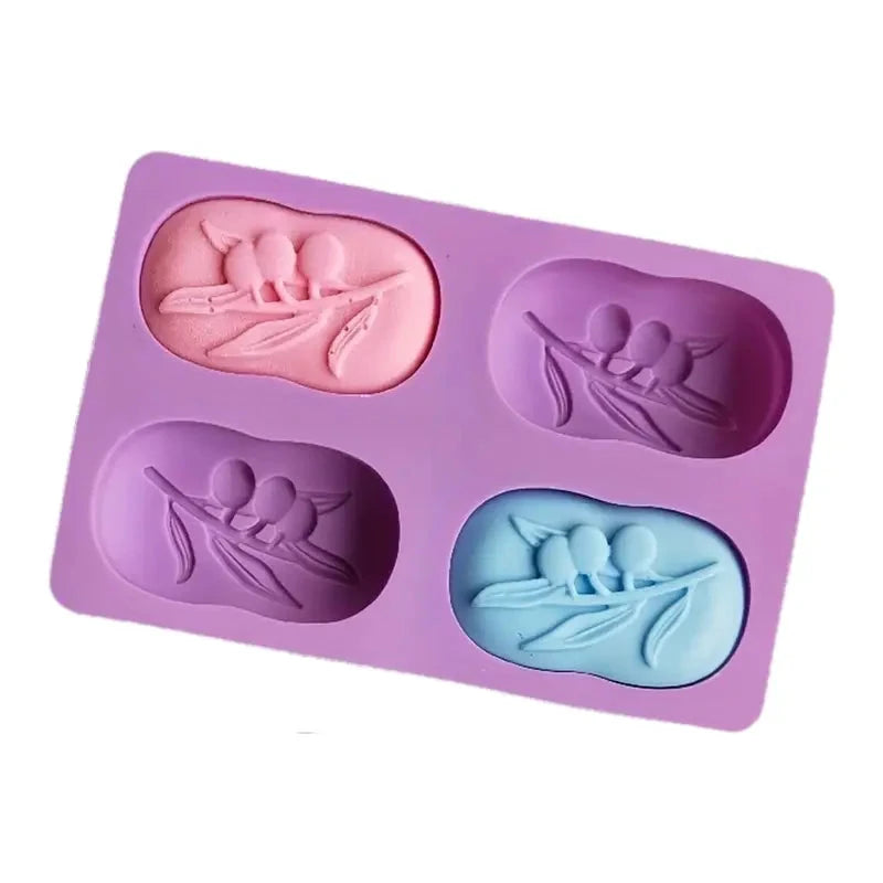 4 Cavities Oval Olive Tree Silicone Soap Mould HaveLock Shop