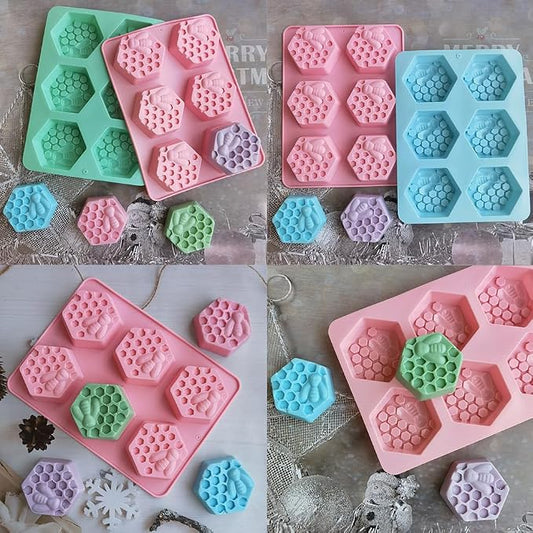 Hexagon Honeybee 6 Cavity Silicone Soap Mold | Havelockshop