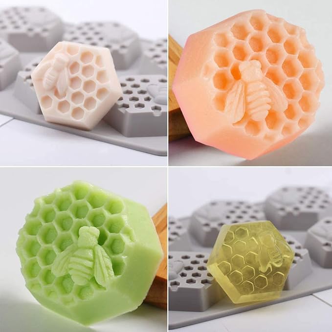Hexagon Honeybee 6 Cavity Silicone Soap Mold | Havelockshop