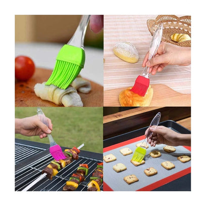 2Pcs Set Silicone Brush & Spatula BBQ Pastry Oil Brush Kitchen Tool Clear Plastic Handles, Colorful Cake Spatula and BBQ Oil Brush HaveLock Shop