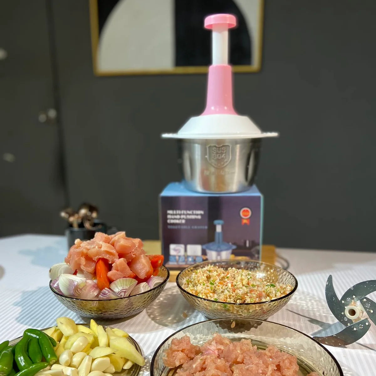Stainless Steel Hand Push Chopper 2 L