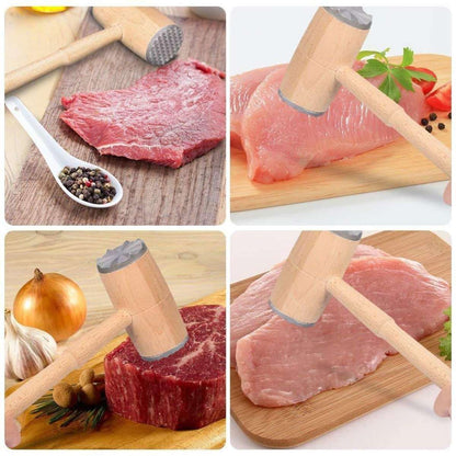 Wooden Meat Tenderizer Mallet Double Sided Aluminum Meat Hammer HaveLock Shop
