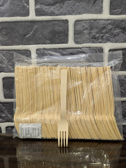 BAMBOO FORK DISPOSABLE 100 PCS