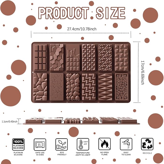 Silicone 12 Cavity Multi Shape Chocolate Bar Mold | Havelockshop