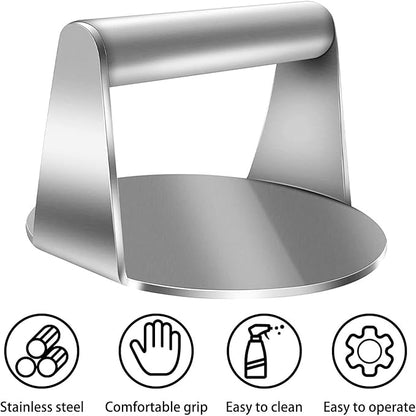Stainless steel Burger Smasher with steel handle