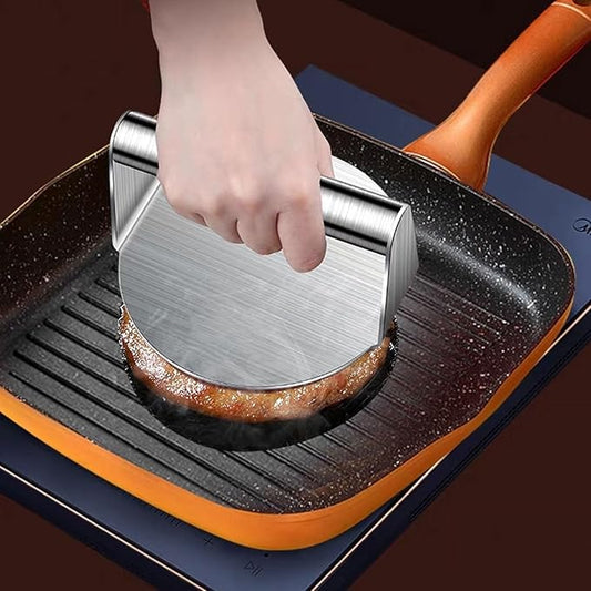 Stainless steel Burger Smasher with steel handle