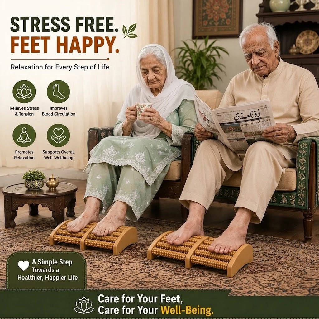 Natural Wooden Foot Massage Roller – Ergonomic Arch Reflexology Tool for Pain Relief & Circulation