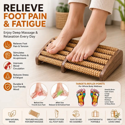 Natural Wooden Foot Massage Roller – Ergonomic Arch Reflexology Tool for Pain Relief & Circulation