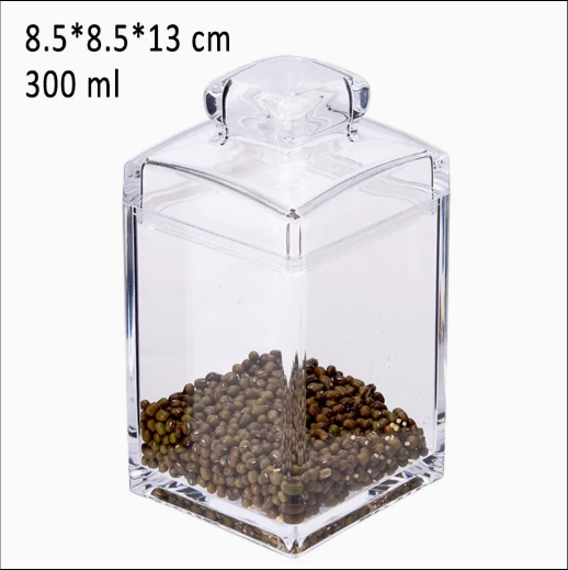 Modern Square Acrylic Storage Jar Buckle Lid for Dried Fruit