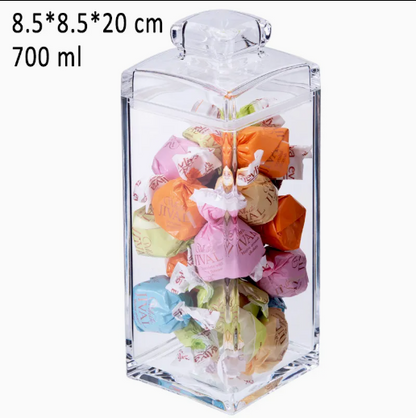 Modern Square Acrylic Storage Jar Buckle Lid for Dried Fruit