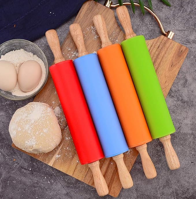 Silicon Dough Rolling Pin wooden Hnadle Havelockshop