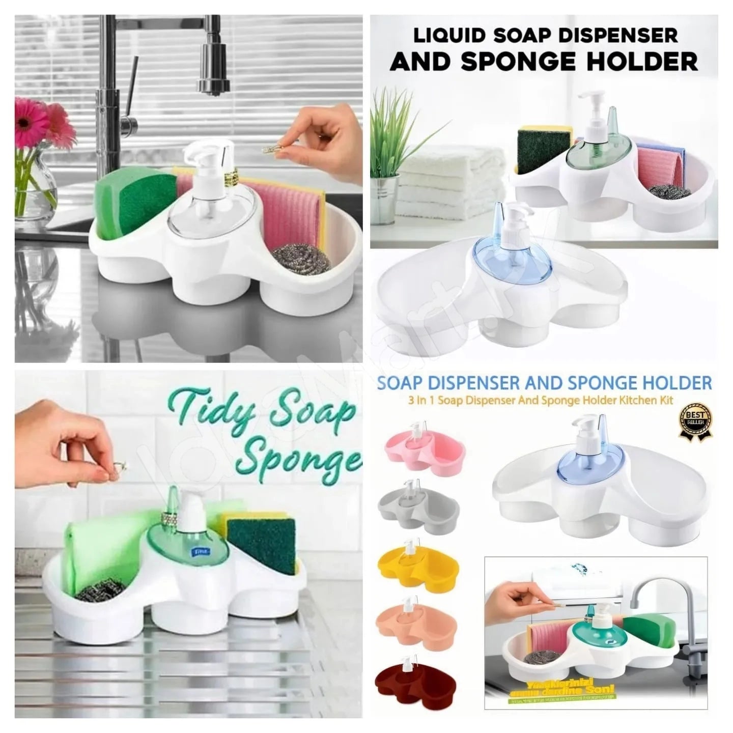 3 In 1 Soap Dispenser And Sponge Holder