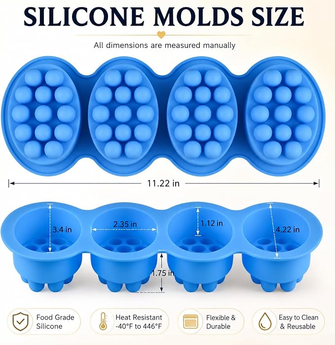 Silicone Massage Soap Mold 4-Cavity Soap Making Mold