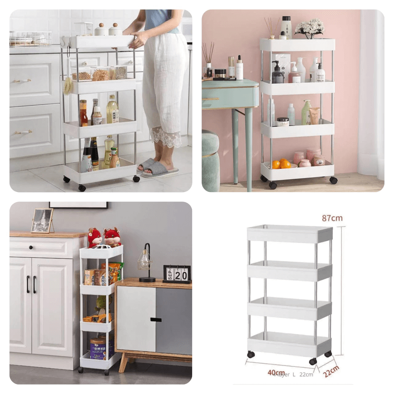 4 Tier Kitchen Trolley Storage Rack with Wheels | Havelockshop
