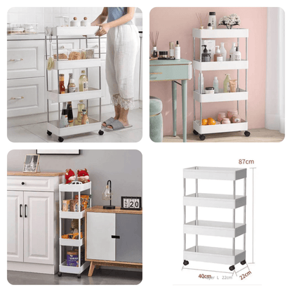 4 Tier Kitchen Trolley Storage Rack with Wheels | Havelockshop